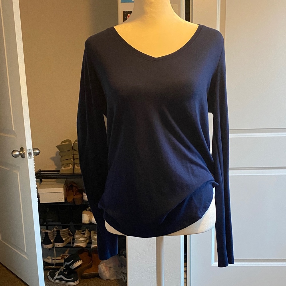 Women's Navy Blue V-Neck Top